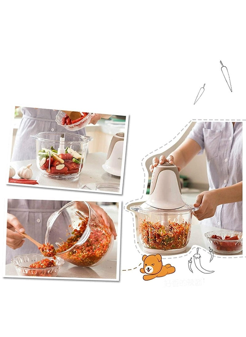VBM ABS Meat Grinder Household Meat Grinder 2Speed 250W Meat Grinder Electric MultiFunctional Small Meat Grinder Food Processing Mixer 2L Electric Mini Food Chopper Food Processor