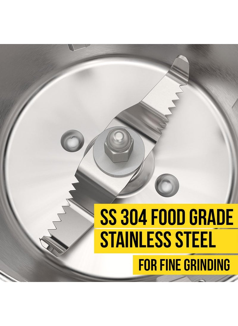 UltraToppMixergrinderfor SuperfastgrindingHigh Speed750 WattsSafetyLocksystem AISI 304Food GradeStainlessSteelJars3Jars ABS BodySerratedbladesCylindricalJars5YearWarrantyonMotorsJet Black