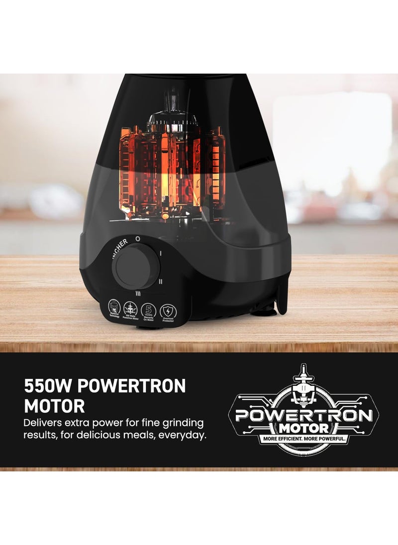 Crompton Ameo 550Watt Mixer Grinder with MaxiGrind and Motor VentX Technology 4 Stainless Steel Jars Black BLue