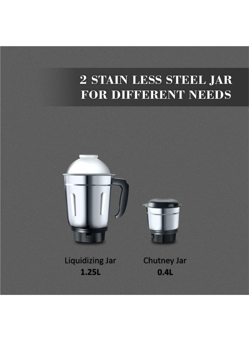 DIGISMART Kitchen Mate Powerful 600 Watt Mixer Grinder Gray and Black 2 Jar Comes With 2 Year Warranty BLACK GRAY