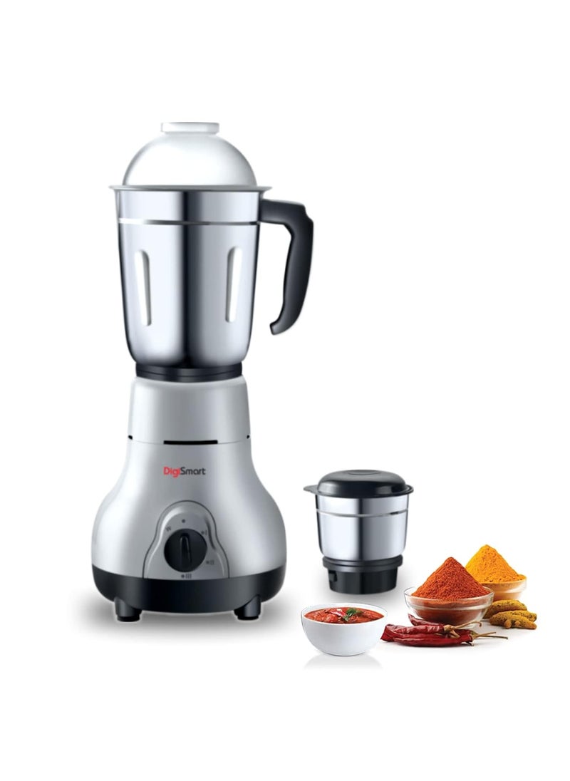 DIGISMART Kitchen Mate Powerful 600 Watt Mixer Grinder Gray and Black 2 Jar Comes With 2 Year Warranty BLACK GRAY