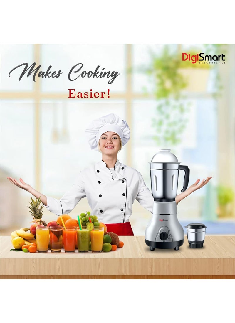 DIGISMART Kitchen Mate Powerful 600 Watt Mixer Grinder Gray and Black 2 Jar Comes With 2 Year Warranty BLACK GRAY
