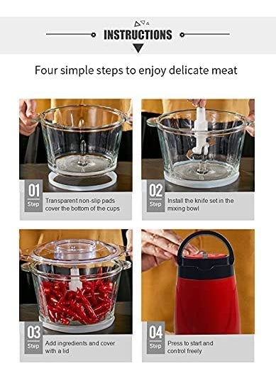 VBM 250W Meat Grinder Fruits Vegetable Grater Chopper Glass Electric Meat Grinders Multicolour