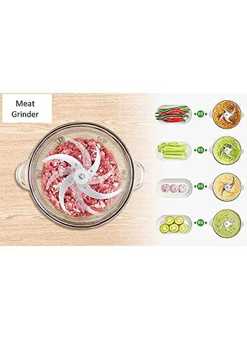 JENY Electric Meat Grinders with Bowl 400W Heavy for Kitchen Food Chopper Meat Vegetables Onion Garlic Slicer Dicer Fruit Nuts Blender 4 Detachable Stainless Steel Blades Fast Slow 2 Speeds