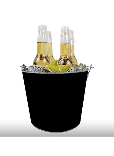 NJ Black Beer Bucket Galvanized Beer Bucket Builtin Bottle Opener Party Bucket Ice Bucket Wine Bucket Bar Bucket 1 Pc