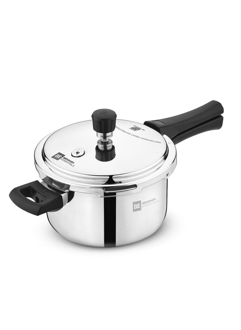 Bergner BE Essentials Tripro Tri-Smart Induction Bottom 8 Pcs Gift Set - 3L Outer Lid Pressure Cooker, 22cm Kadai, 22cm Frypan with Common Glass Lid, 12cm Coffee Warmer, Ladle, Serving Spoon, Turner
