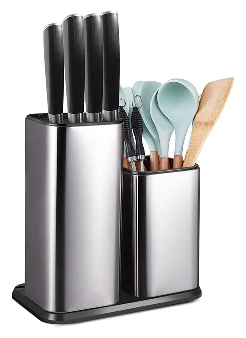 Kitchen Knife Holder, Modern Knife Utensil Holder for Counter, Stainless Steel Universal Knife Block Without Knives, Edge-Protect Knife Storage Organizer, Multi-function Knife Organizer