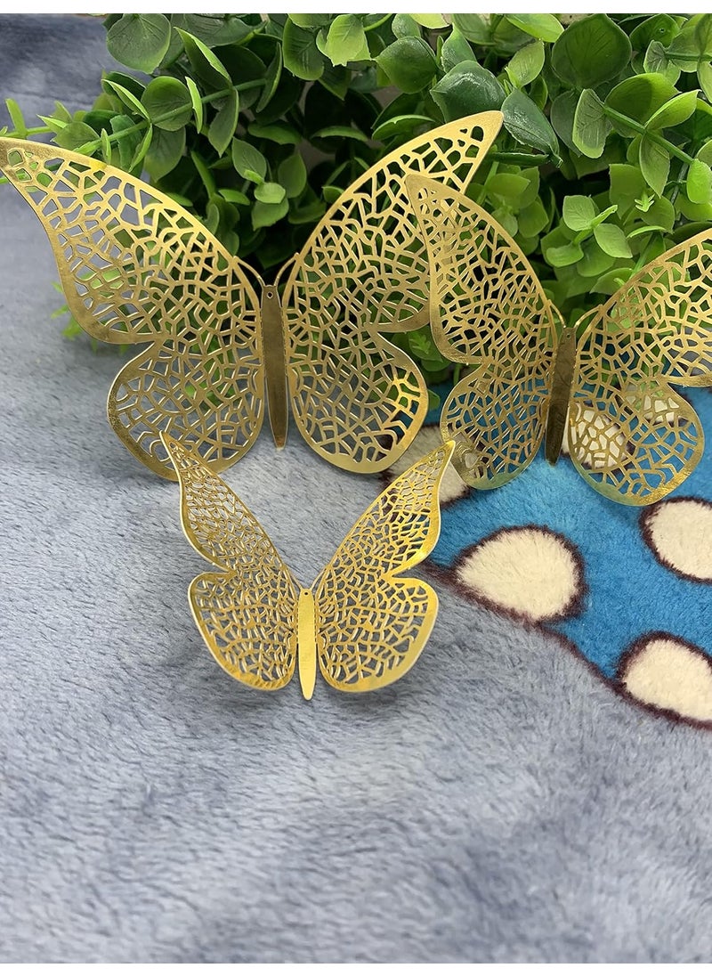 INRALI 3D Butterfly Wall Stickers Butterfly Wall Decals for Home Decor DIY Butterflies Fridge Sticker Room Decoration Party Wedding Decor 12Pcs Gold Paper SelfAdhesive
