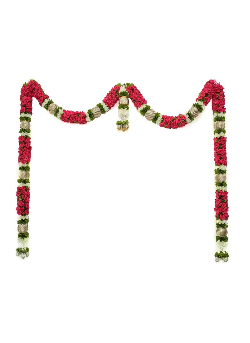 Daedal Crafters DC260 Pink Rose with Fancy Shining Balls Rose Artificial Door Set Hanging