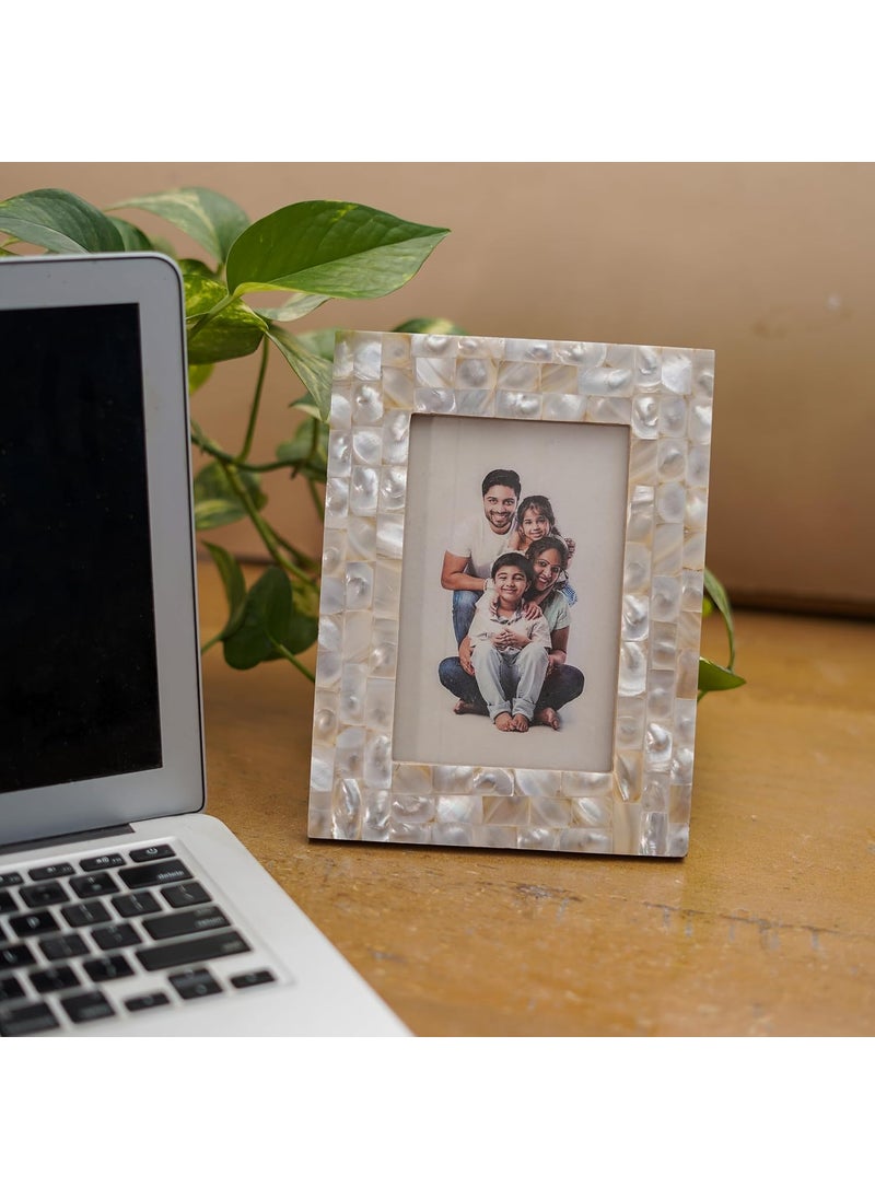 HOMEARTE INDIA Mother of Pearl Table Photo Frame Decor as Birthday Gifts Anniversary Wedding Gifts for Friends Couples and Parents