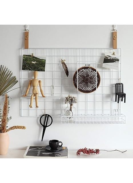 GreenUniverse Grid Photo Frame for Wall Clip Holder Photo FrameMulti Functional Creative Mesh Wall GridPackage 1pc Frame White 45cm x 65cm