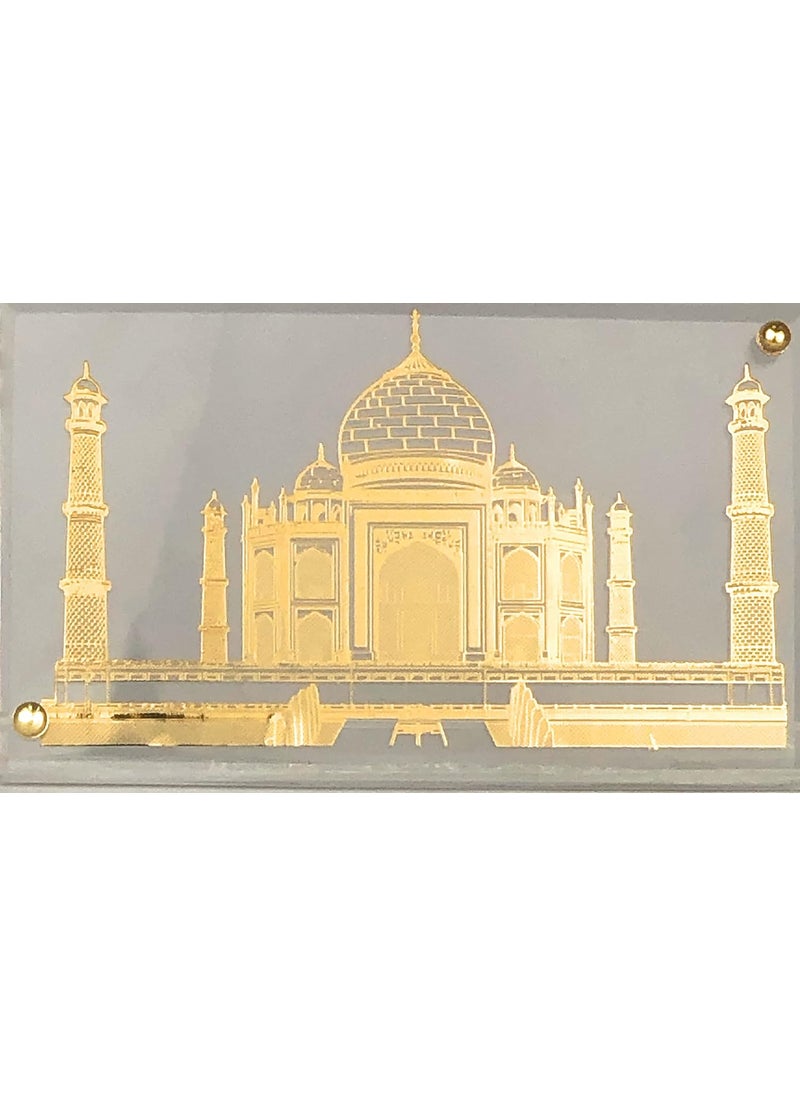 shree kreations Gold Plated Table Top Taj Mahal Photo Frame on Virgin Acrylic Sheet for Home Decor
