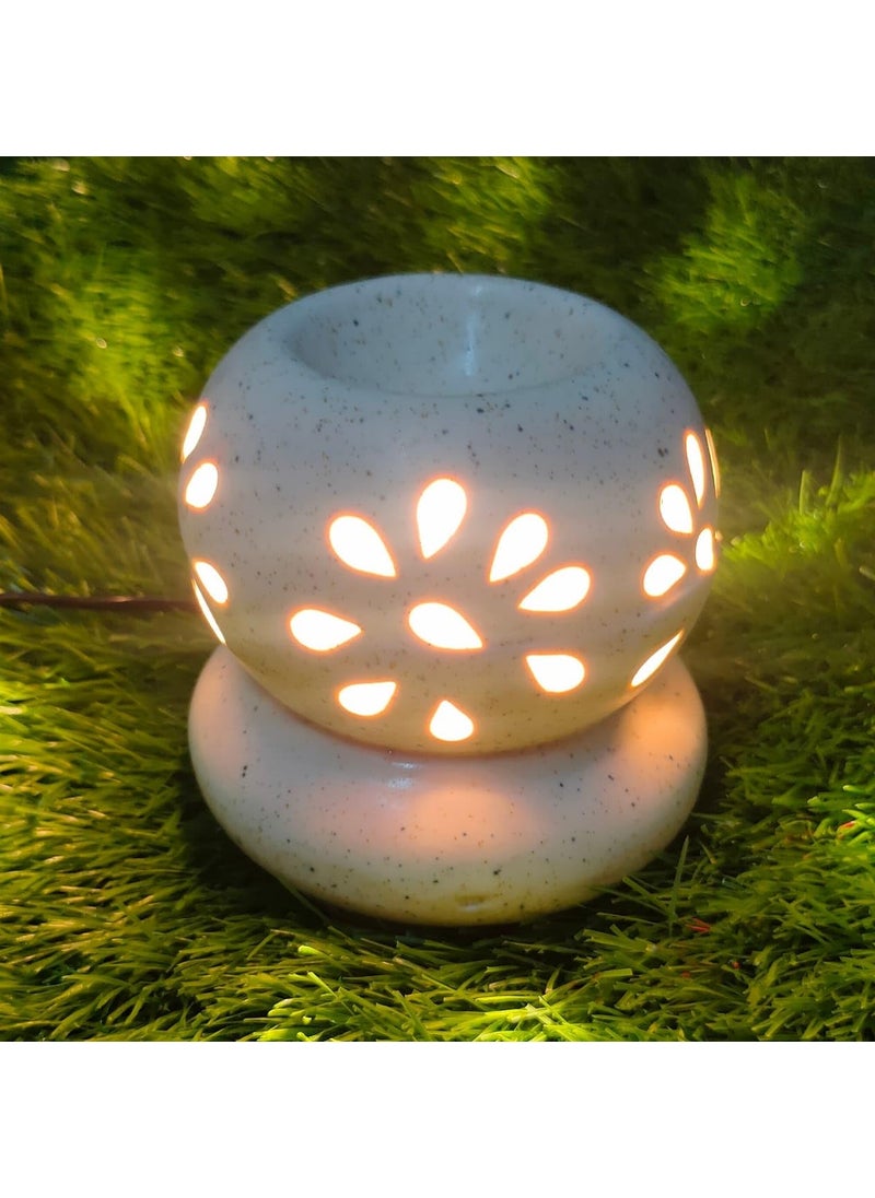 The Decor Affair 1 Pcs Luxuriously Ornate Ceramic Electric Oil Burner Mystical Aura of Serenity Divine Elegance and Harmonious Reverberations