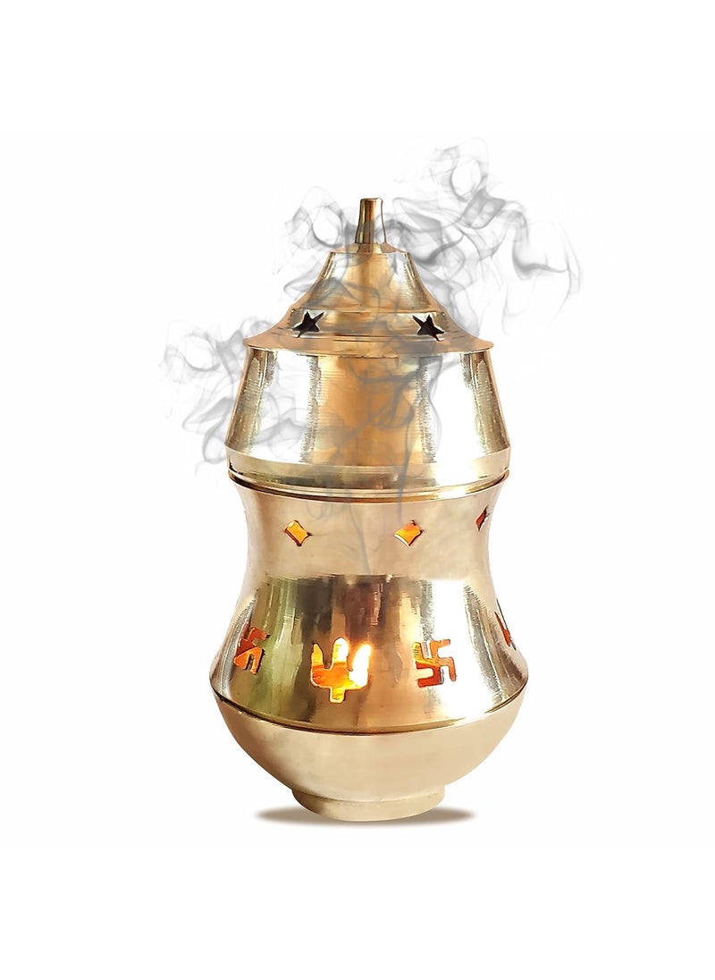 Ani Divine Brass Kapoor dani with Night lamp Aroma Diffuser Bakhoor dani Incense Burner Home Temple Office Shop Diwali Navratri