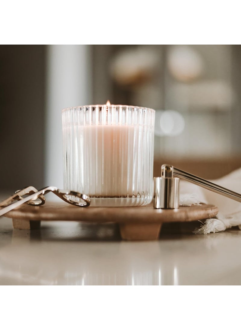 CANDLE_CABINETS Soy Candle Sea Salt Jasmine Wood and Cream Scented Candles for Home 11oz Fluted Ribbed Glass Jar 60 Hour Burn Time Scented Candles Home decore