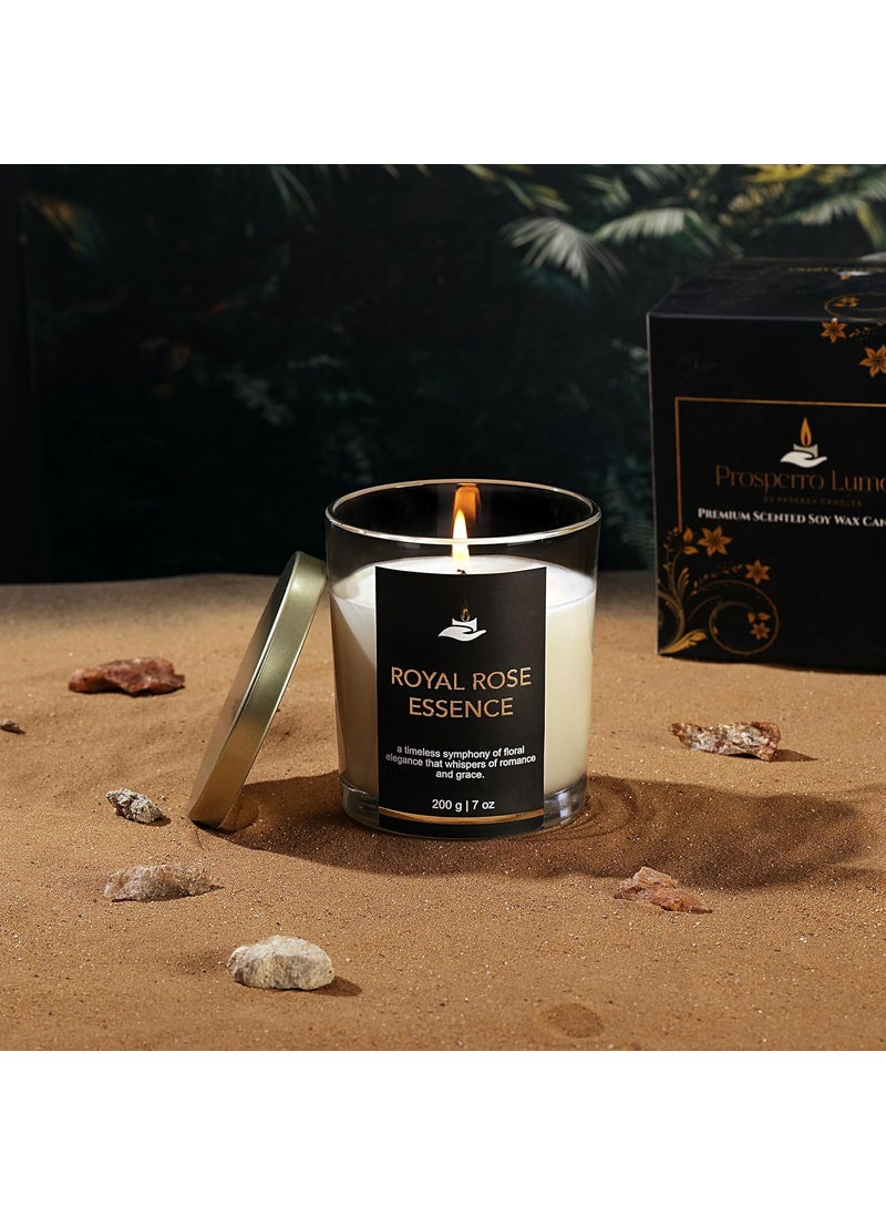 PROSPERRO LUMO by Parkash Candles Premium Scented Soy Wax Candle 200 gm 2530 Hrs Luxury Aroma Therapy Votive Jar Scented Candles for Home Decor Gift Set Royal Rose Essence