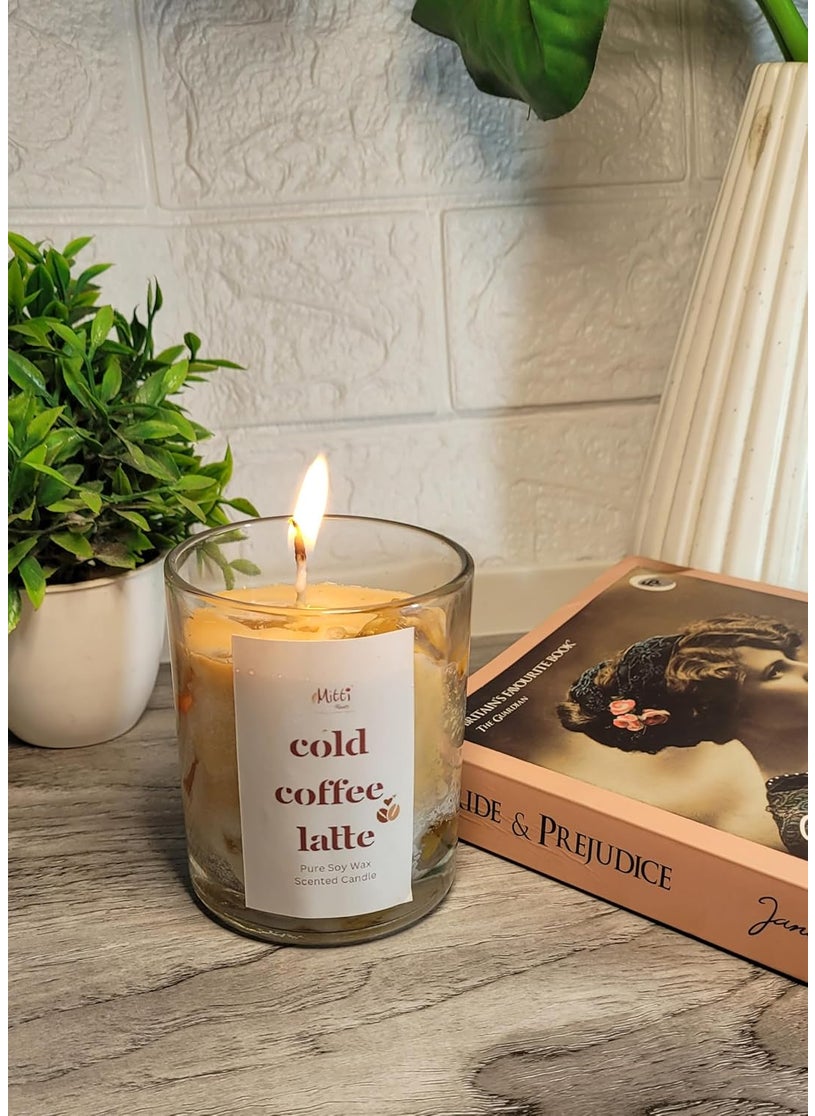 Mitti Roots Cold Brew Coffee Scented Candle Pure Soy Wax Scented Candle 250g Coffee Fragrance Perfect for Coffee Lovers