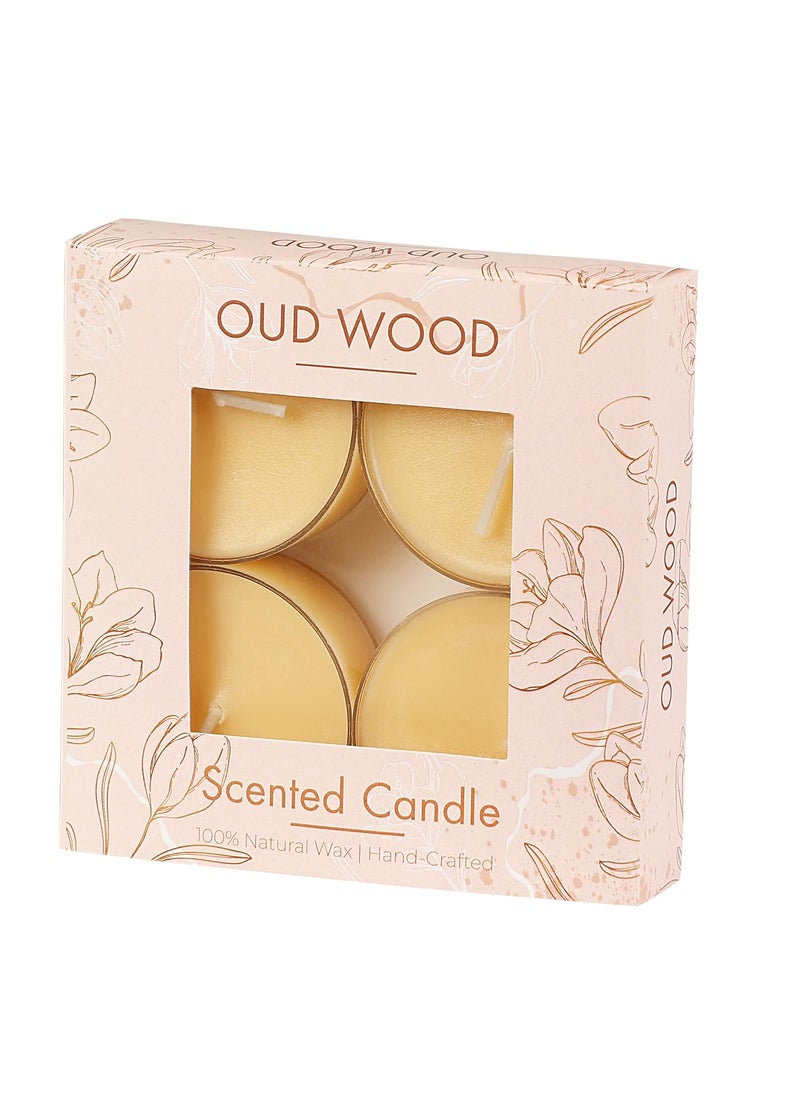 PROSPERRO LUMO by Parkash Candles Scented Premium Soy Wax Jumbo Tealights Pack of 4 Oud Wood