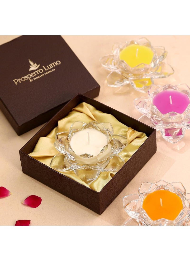 PROSPERRO LUMO by Parkash Candles Premium Luminous Crystal Lotus Scented Candle Gifting Home Dcor English Blush