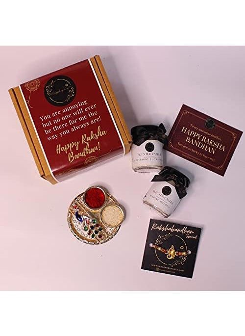 Wrapped Up Love Rakhi Gift Set 2 Mini Scented Candles 1 Rakhi 1 Rakshabandhan Card