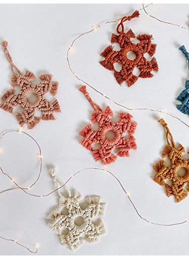 Royalmacram Macrame Snowflake Ornament Macrame Circle Ornament Diffuser Gift Wrap Tassel Wine Bottle Charm