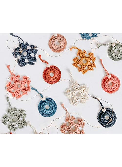 Royalmacram Macrame Snowflake Ornament Macrame Circle Ornament Diffuser Gift Wrap Tassel Wine Bottle Charmpart2
