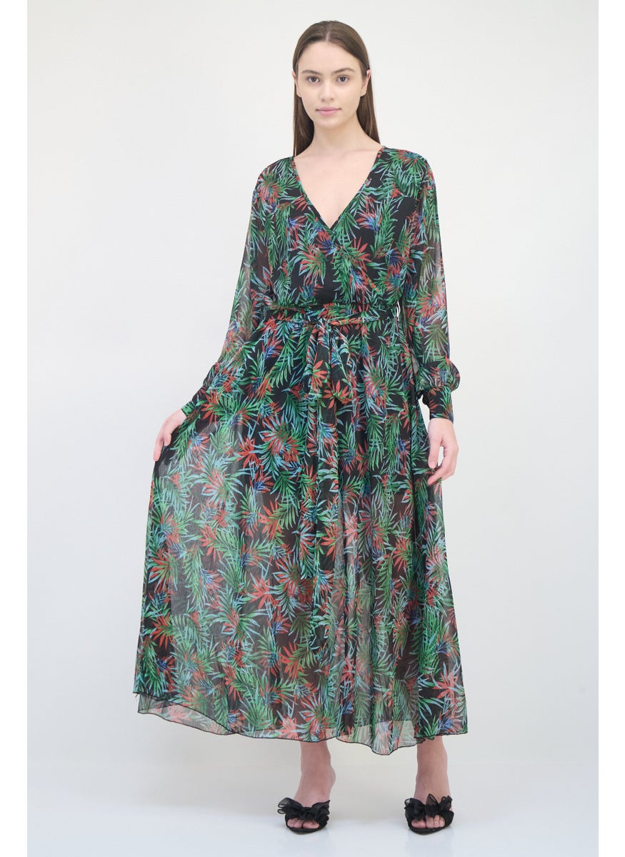Women Allover Print Maxi Dress, Multicolor