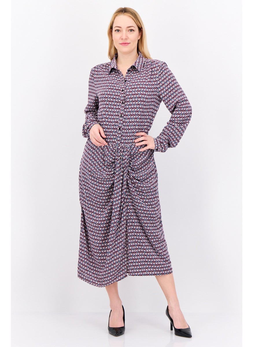 Women Allover Printed Midi Dress, Multicolor
