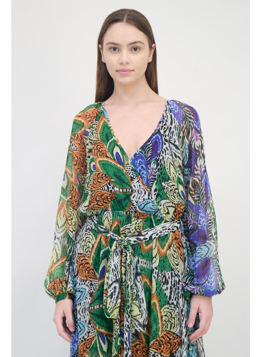 Women Allover Print Maxi Dress, Multicolor