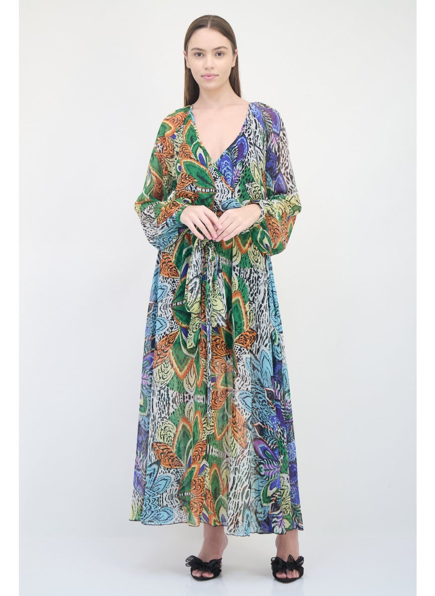 Women Allover Print Maxi Dress, Multicolor