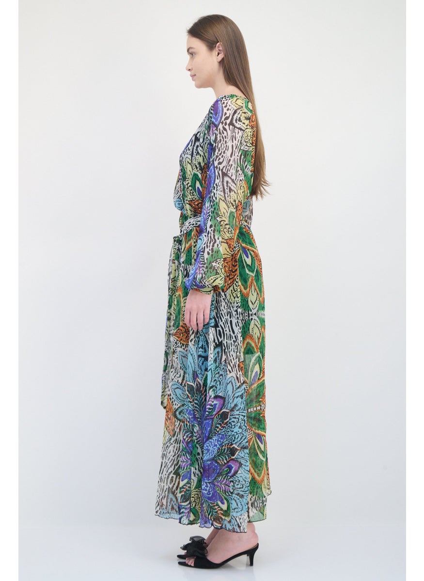 Women Allover Print Maxi Dress, Multicolor