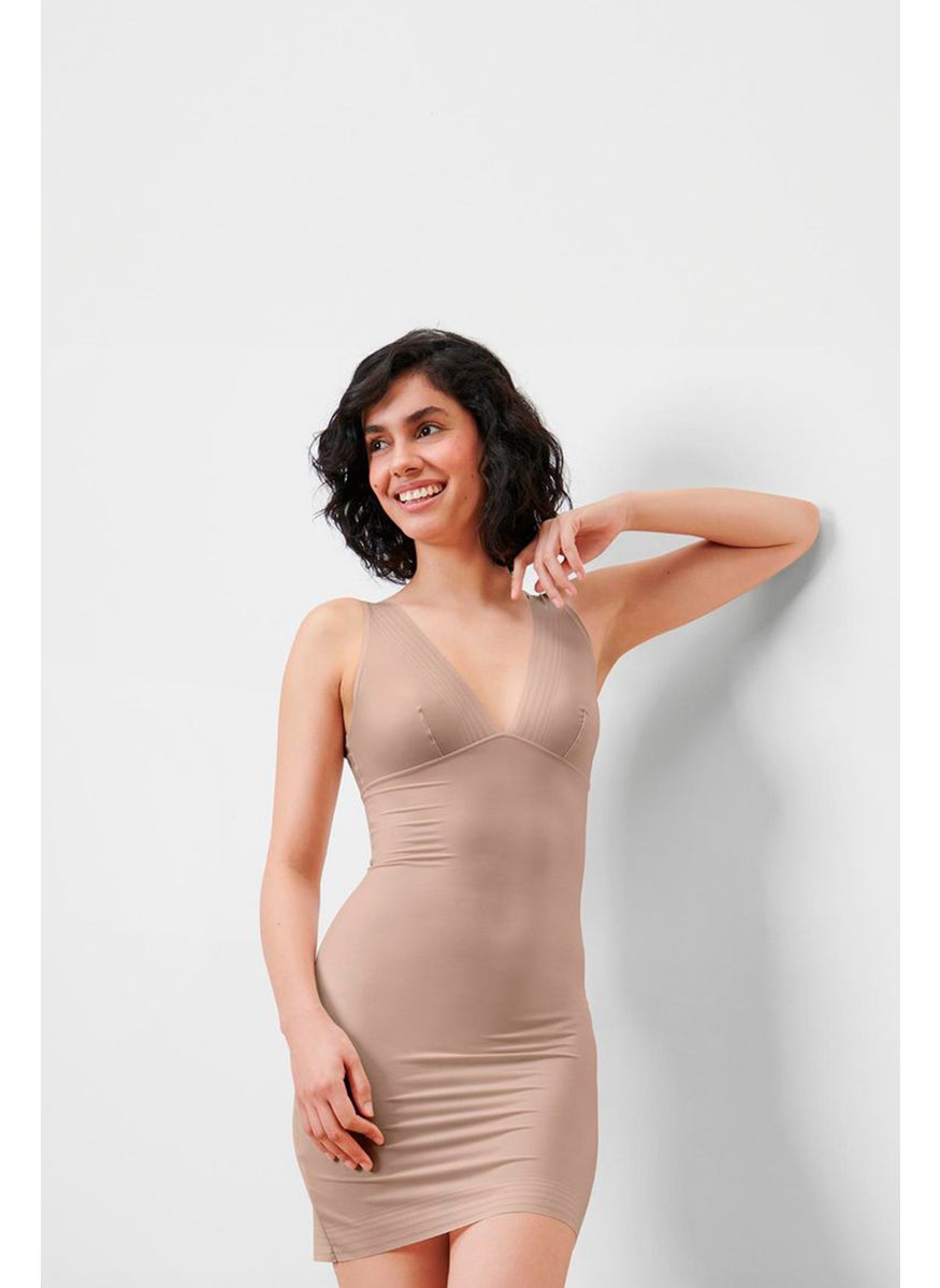 Women Plain Bodycon Dress, Tan
