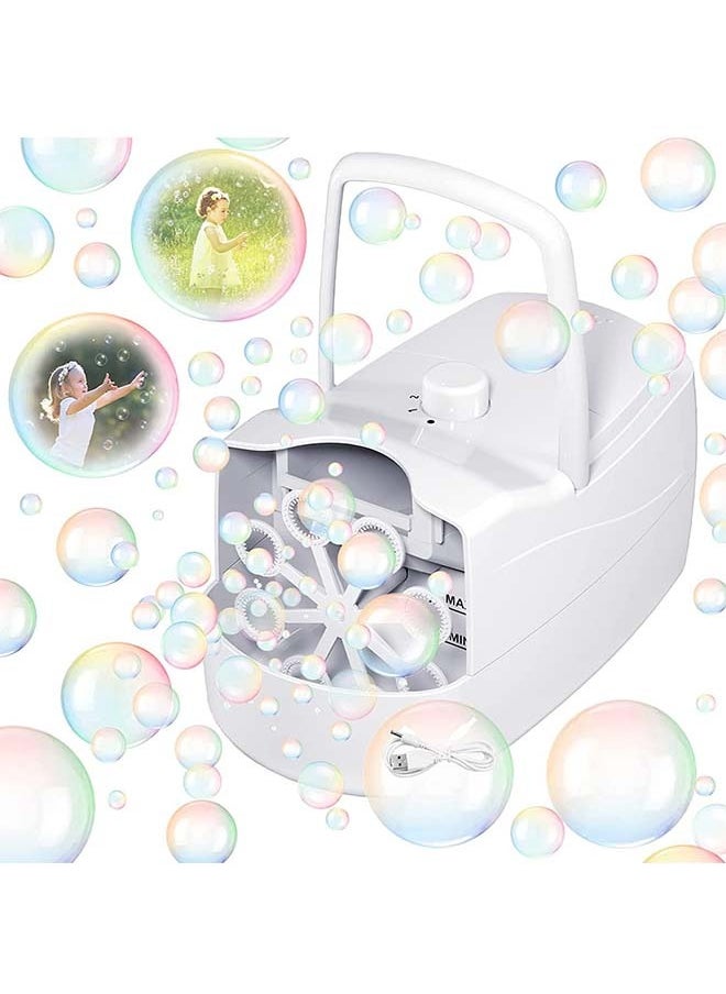 Bubble Machine Automatic Bubble Blower, 10000+ Bubbles Per Minute with 2 Speeds, 8 Wands Bubble Maker, Plug-in or Batteries Bubbles Summer Toys for Outdoor Indoor Party Birthday