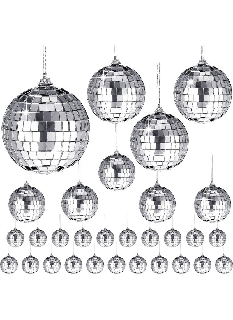 The Decor Affair 30 Pcs Mirror Disco Ball Different Sizes Hanging Disco Ball with Rope 70s 90s Party Mini Balls Ornaments Reflective Disco Ball 236157118079 Inches