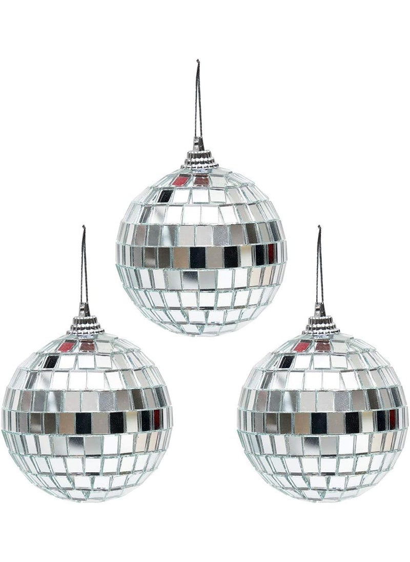 The Decor Affair 3Inch Mirror Disco Balls Set of 3 Xmas Tree Ornaments with Special Cosmos Fastening Strap