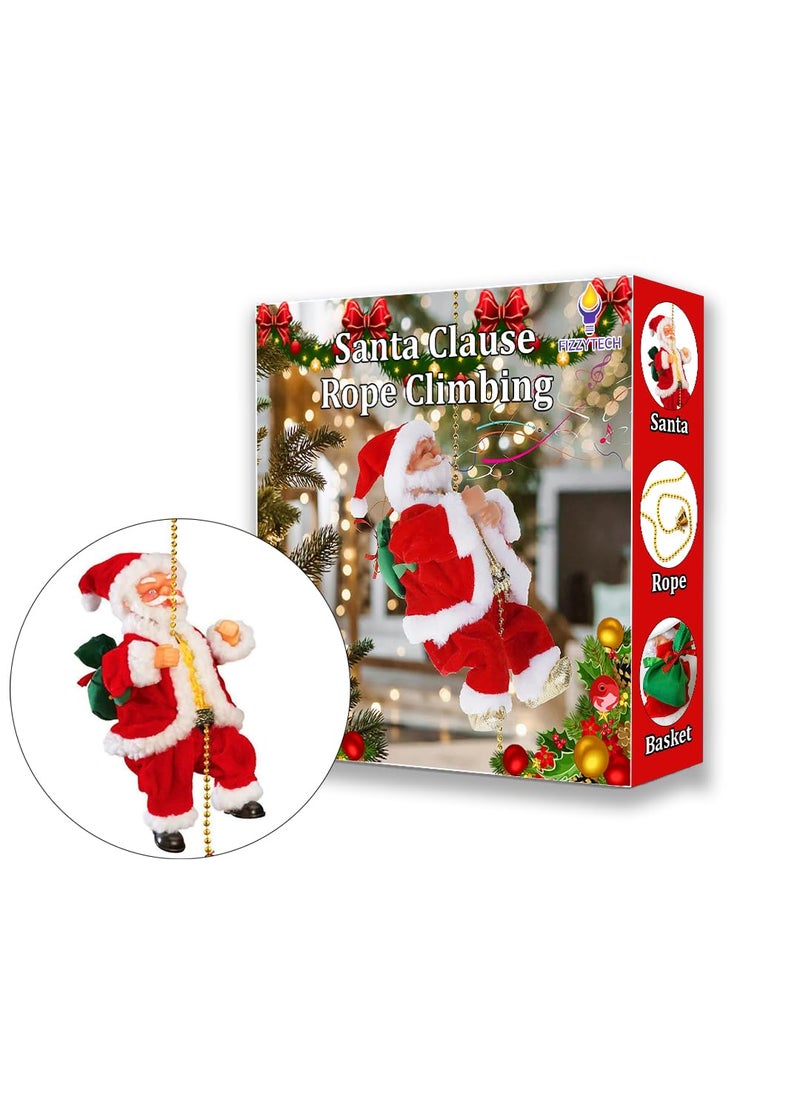 fizzytech Long Musical Climbing Santa Cluas Toy Ideal for Xmas Holiday New Year Home Party Decoration Fun Interactive Animated Kids and Childrens