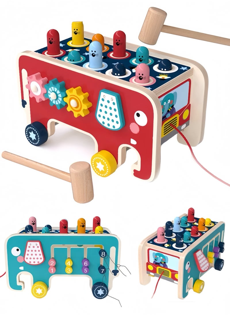 Wooden Hammering and Pounding Toys For Toddlers Educational Wooden Toy for Boys Girls Birthday Gift,Whack a Mole Game for Toddlers,Xylophone Gopher, Mouse and Hamster, Gift for 3+ Years， Multicolour