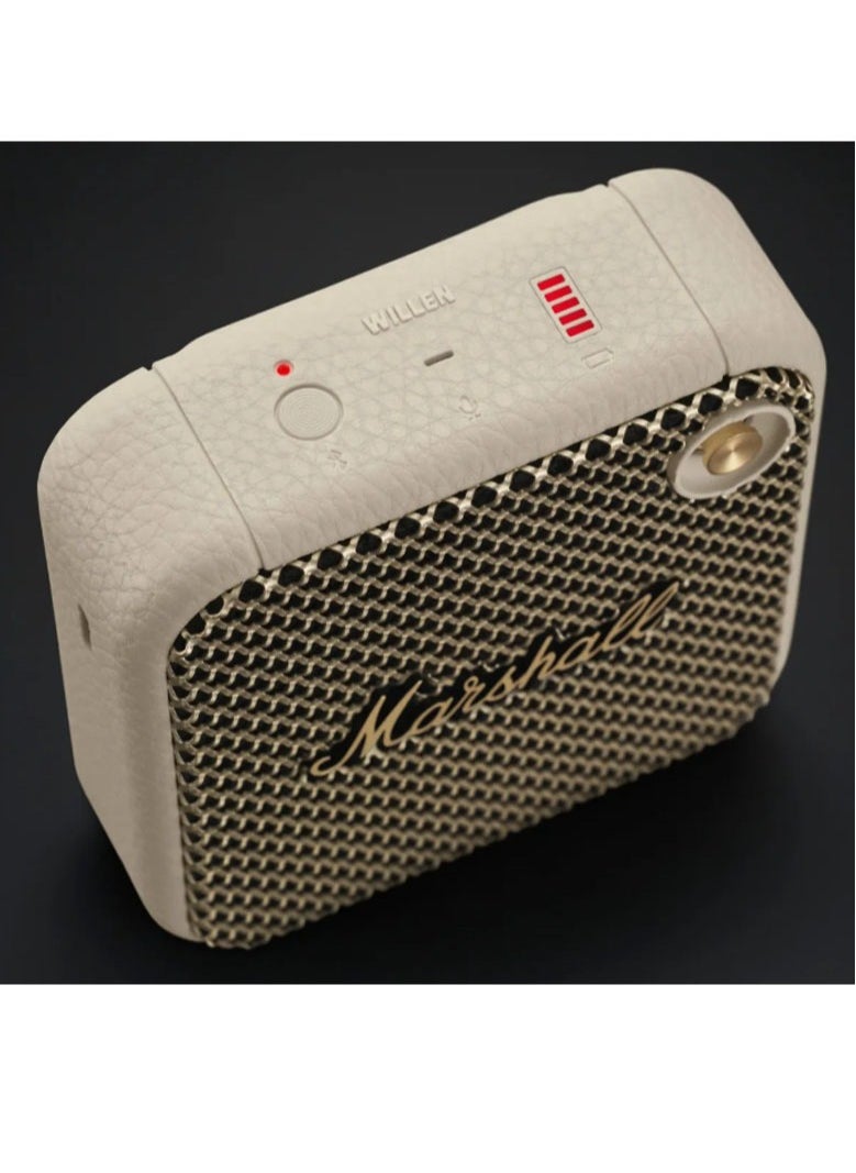 Willen Bluetooth Speaker, Wireless, 15+ Hours Playtime, Water-Resistent, Cream CreamQuick Charge, Stackable - Brass And  Cream