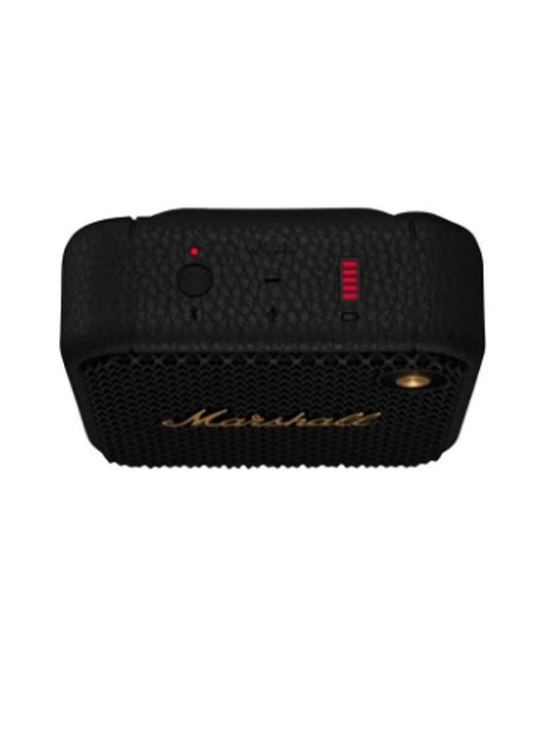 Willen Bluetooth Speaker, Wireless, 15+ Hours Playtime, Water-Resistent, Quick Charge, Stackable - Brass And Black