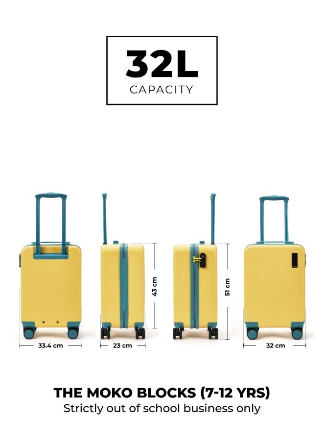 MOKOBARA The Moko Blocks Unbreakable Polycarbonate Extra Light Weight Kids Luggage | Hard Trolley Suitcase for Kids (38 cms (7-12 Years), Cotton Candy)
