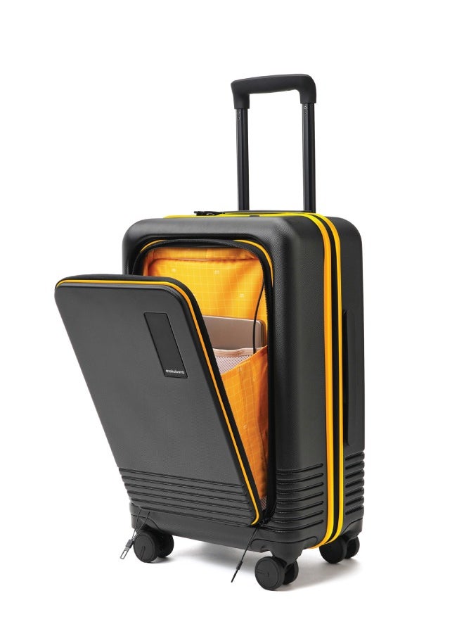 MOKOBARA Polycarbonate The Cabin Pro Luggage 58Cms Cabin Size German Makrolon Poly-Carbonate Hardside 4 Spinner Wheels Suitcase Trolley (Crypto Sunray 2.0 - Yellow), Small