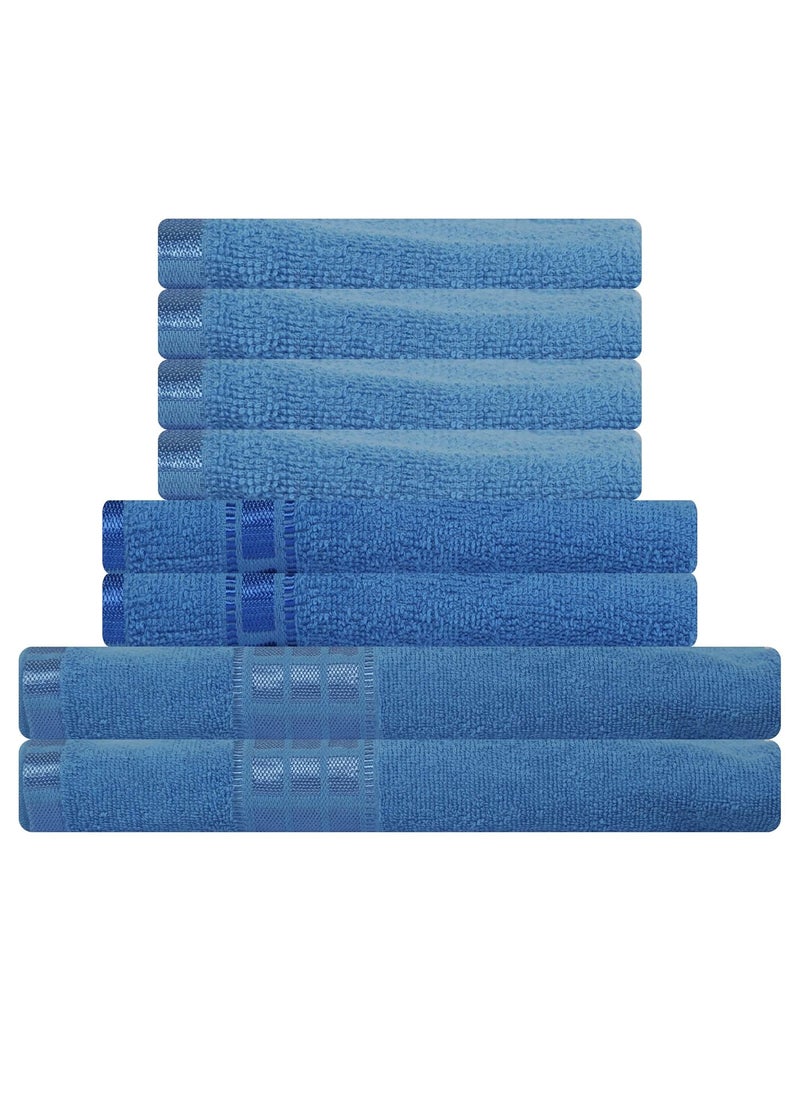 Eurospa Set of 8 Cotton Bath Hand Face Towel Set Blue