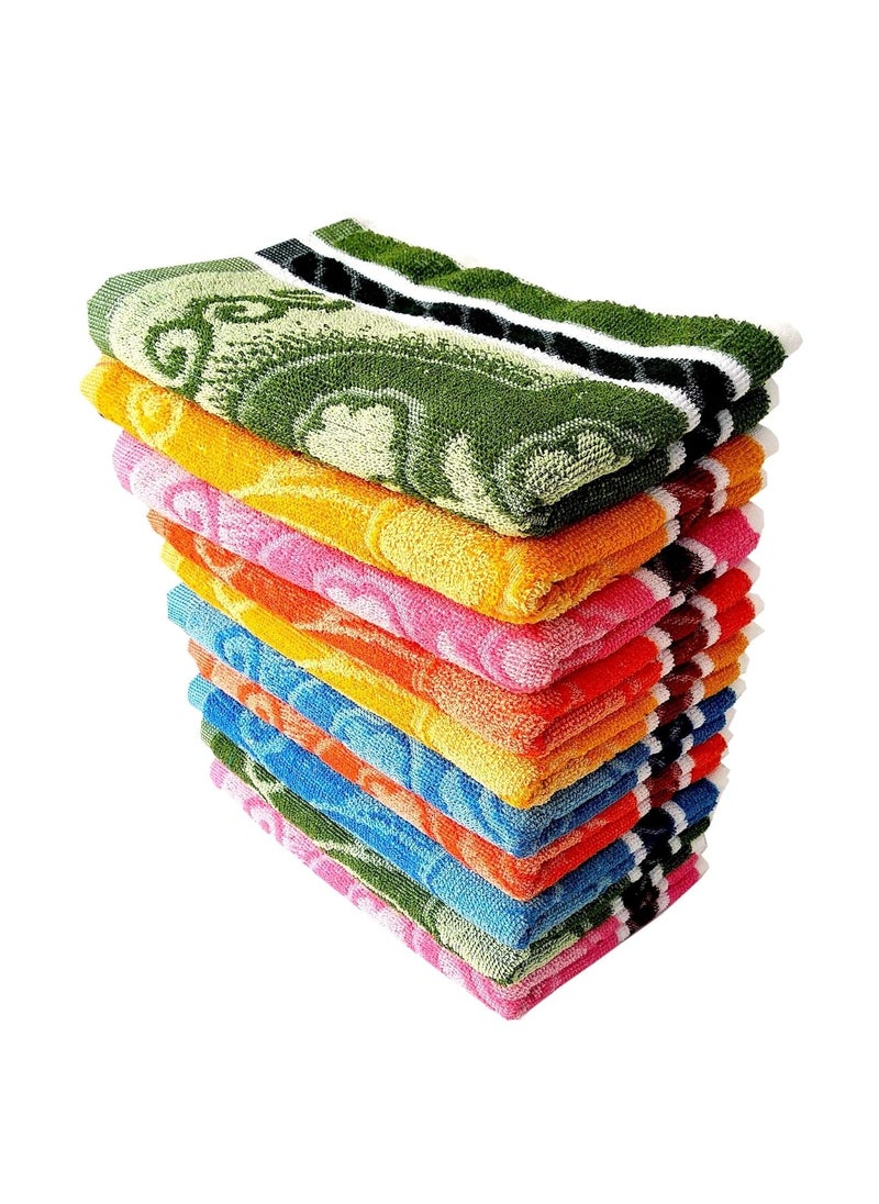 Space Fly Cotton High Absorbent Flowers Design Hand Towels Multi 11X 17 inch Set of 10