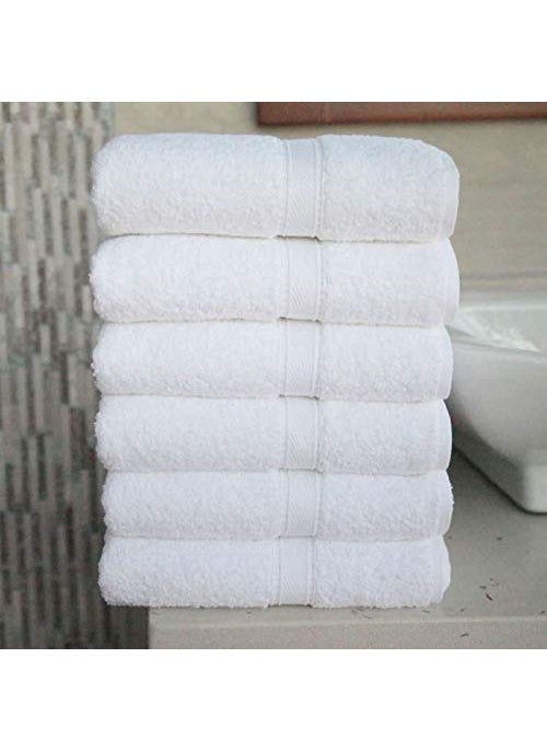 F2L Cotton Hand Towel 500 GSM Size 16x30 Inch Set of 6 pc White