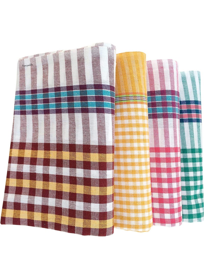 Fancyadda Cotton Bath Towels 450 Gsm Set Of 4 Multcolor Extra Large Size 80 Cm X 160 Cm Multicolored