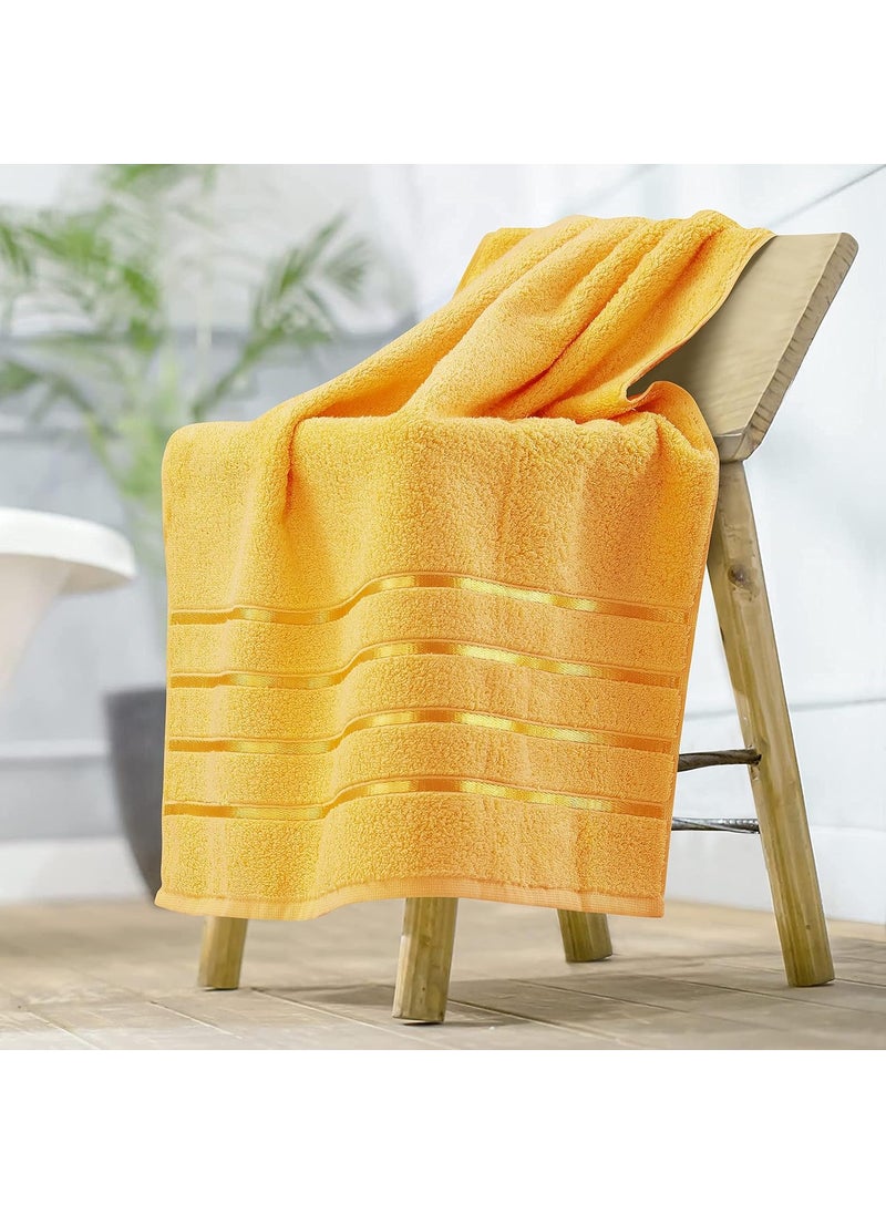 SPREAD SPAIN 100 Cotton Towels for Bath Towels for Bath Large Size Roman Bath Towel Soft Fluffy and Absorbent 600 GSM 1 Piece Bath Towel for MenWomen 75 cms x 150 cms Yellow