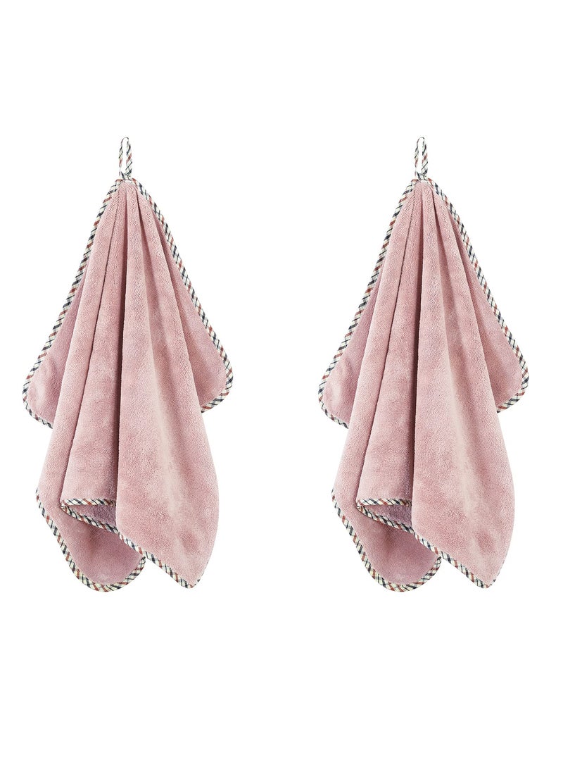 SPREAD SPAIN Microfiber Hand Towels Set of 2 Super Soft Highly Absorbent 360 GSM Hand Towel for Gym Workout Towels Hanging Loop 40x60cm Rose