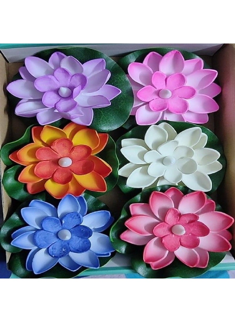 Winberg Water Sensor Lotus Diya Diya for Festival Pack of 6 Lotus