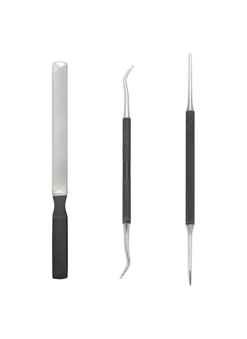 KLIPP Ingrown Toenail Tool Kit for Men and Women –Ingrowing Toe Nail Lifter, Rounded File and Metal Fingernail File for Manicure Pedicure Foot Care – Heavy Duty Surgical Grade Steel