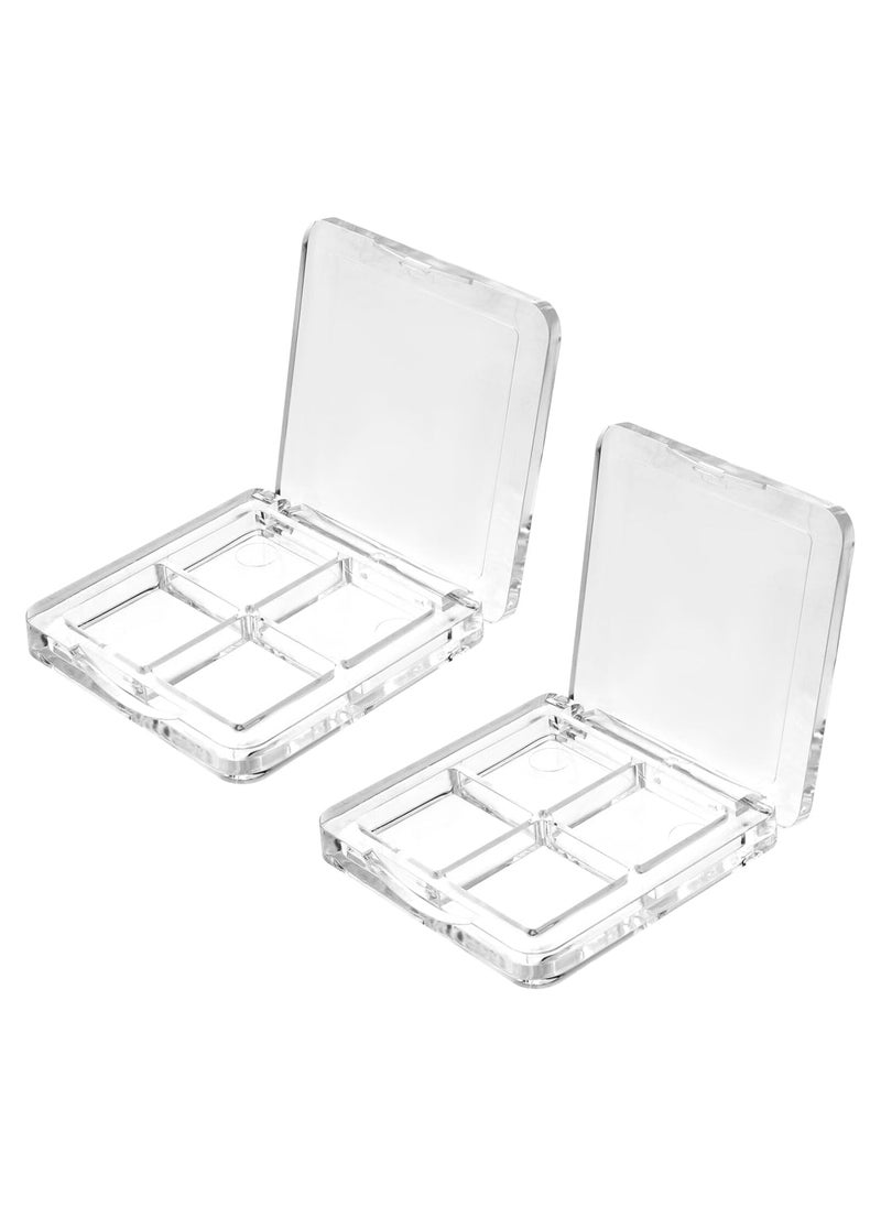 Beaupretty 2PCS Empty Makeup 4 Grids DIY Blush Lipstick Eyeshadow Powder Dishes Boxes Tray Holder for Women Girls Makeup Mixing Tray Magnetic Travel Containers